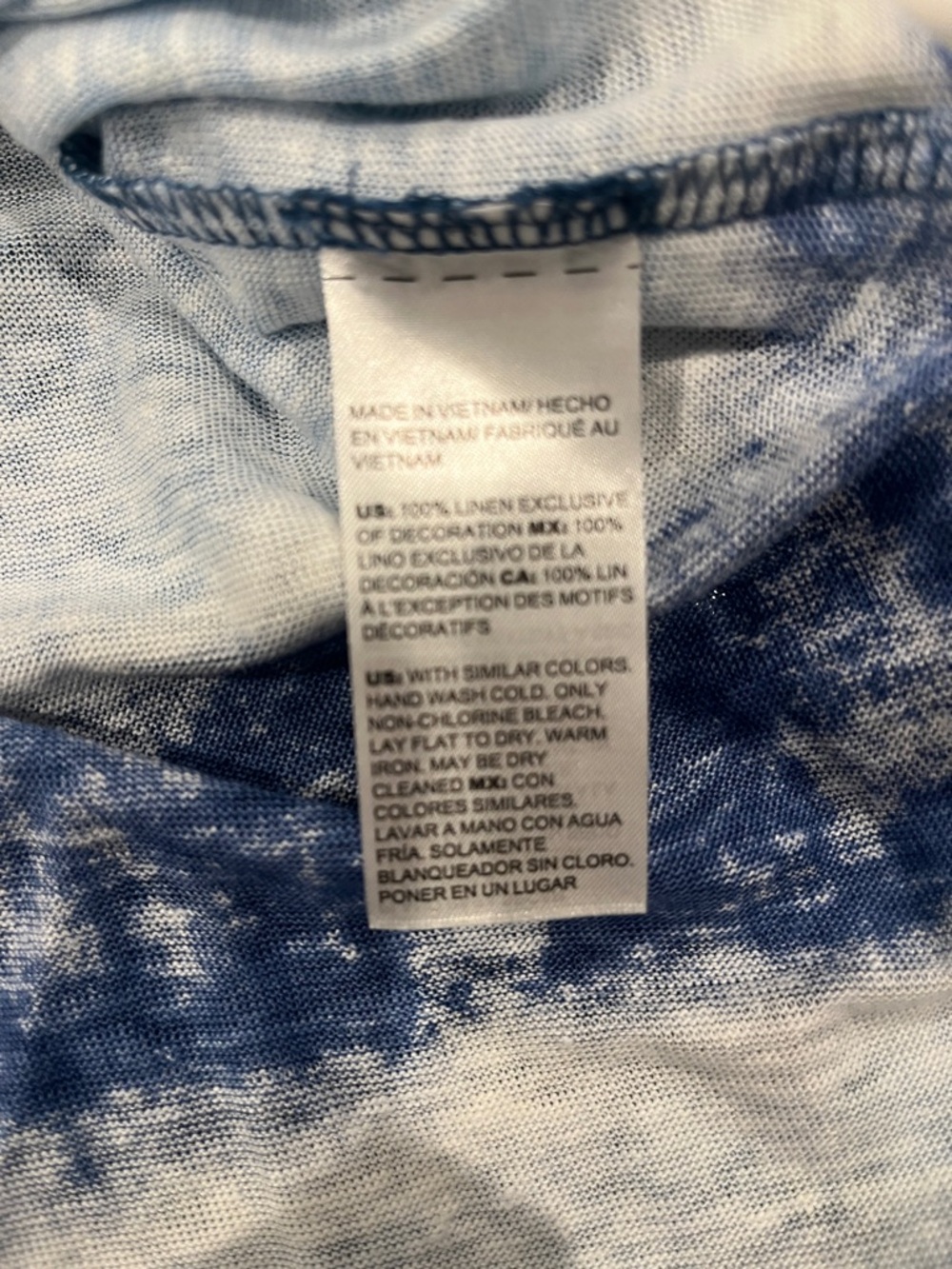 Chico's Striped Blue Tie-Dye Tee NWT size 1 - Picture 5 of 6